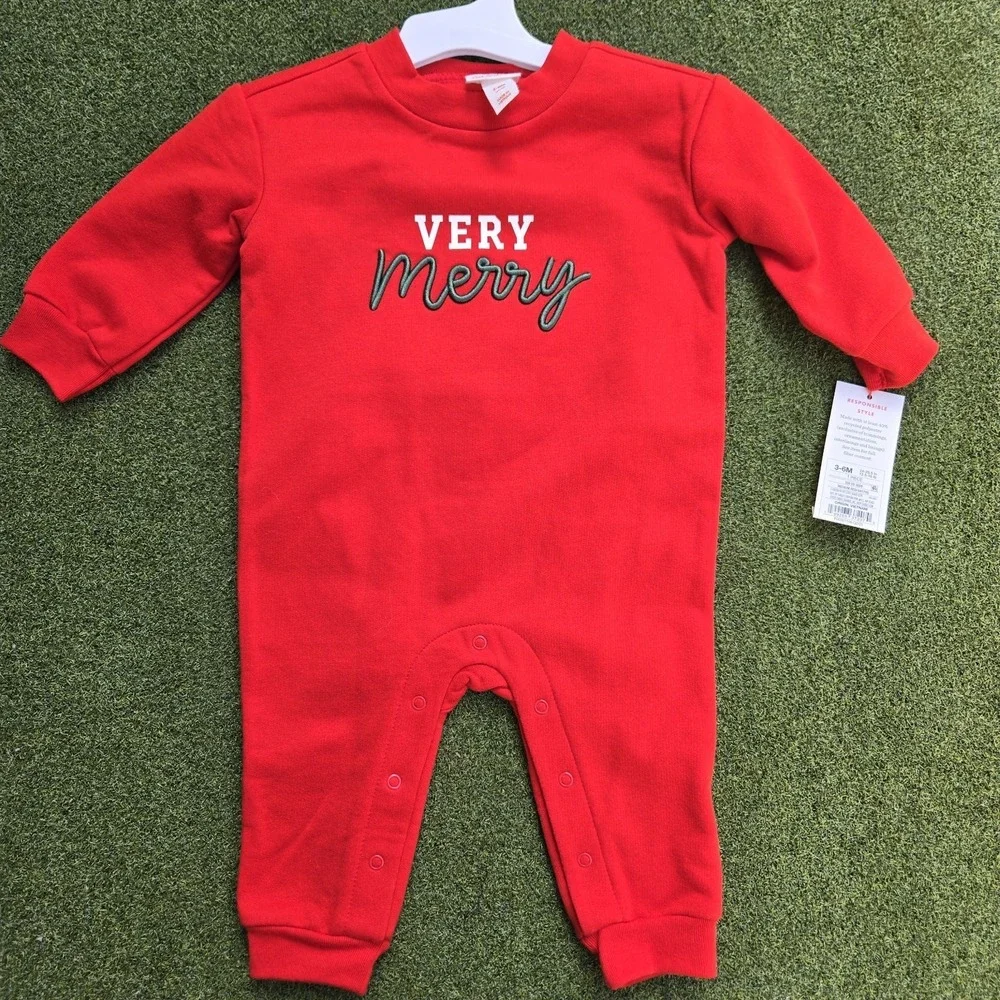 Cat & Jack One Piece Outfit Baby Very Merry 3-6 Months